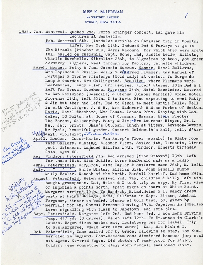 Katharine McLennan's Diary